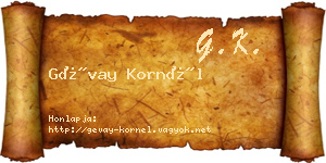 Gévay Kornél névjegykártya